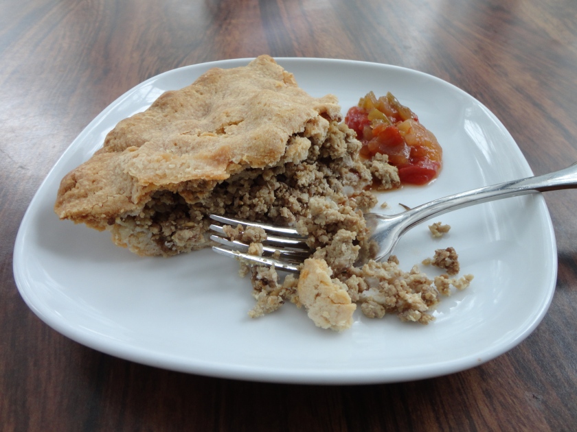 meat pie - tortiere served with ketchup maison